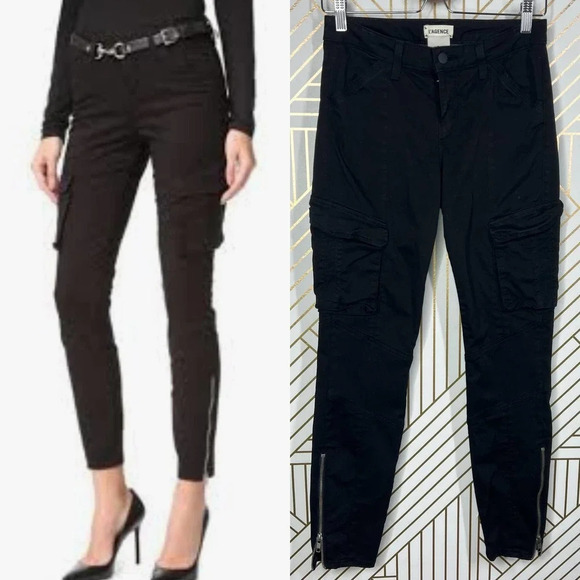 L'Agence‎ Montgomery Skinny Cargo Pants In Black Noir Size US 26 - Picture 1 of 11